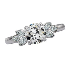 Marquise & Round Old Cut Natural Earth Mined Diamond Ring Leaf Style Gold 5.50 Carats