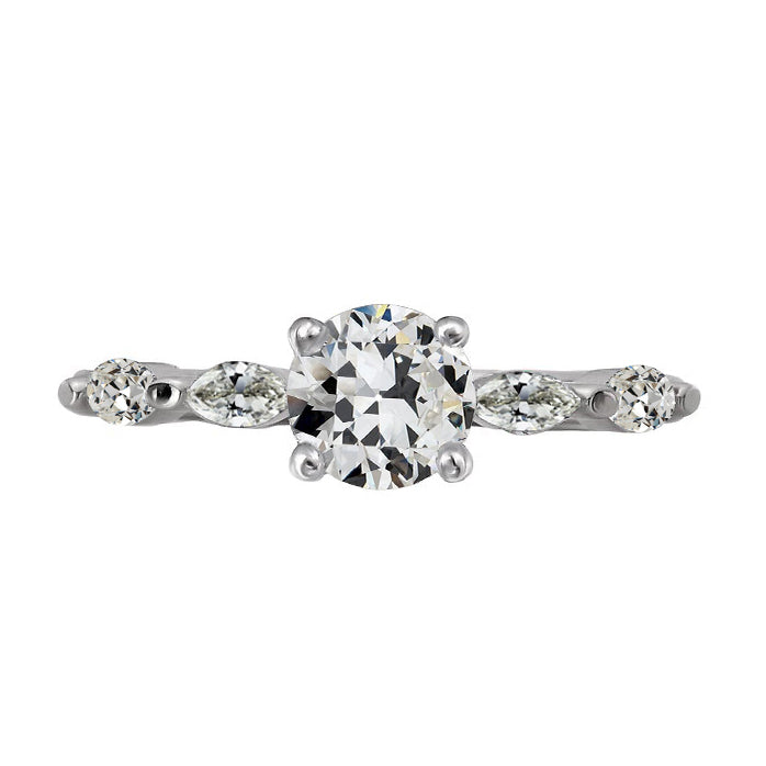 Lady’s Sparkling Unique Engagement White Gold Anniversary Ring  Old Miner Diamond Anniversary Ring