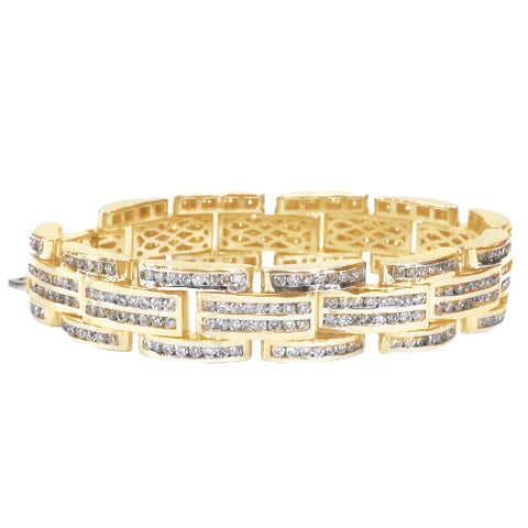 Men Diamond Bracelet Yellow Gold 14K Jewelry 17.60 Carats