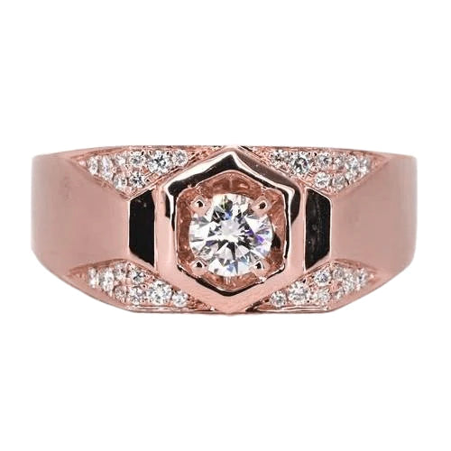 Men's Custom Jewelry Rose Gold 14K Round Diamond Band
