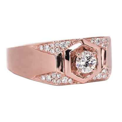 Men's Custom Jewelry Rose Gold 14K Round Diamond Band