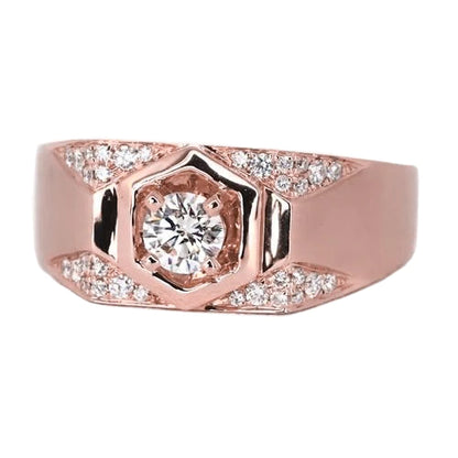 Men's Custom Jewelry Rose Gold 14K Round Diamond Band