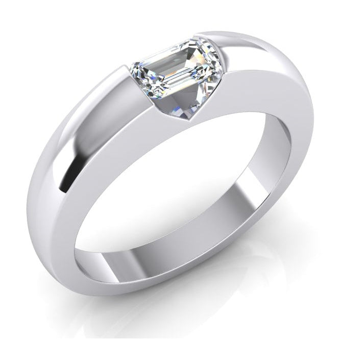 0.50 Carats Emerald Diamond Gold Men's Ring East West