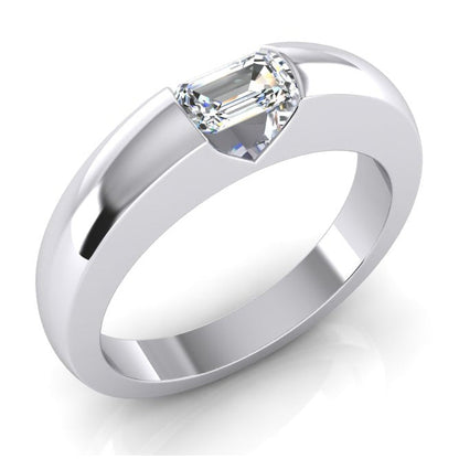 0.50 Carats Emerald Diamond Gold Men's Ring East West