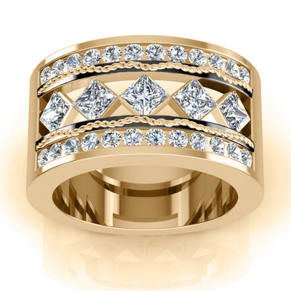 Men's Diamond Ring With Black Gold Accents