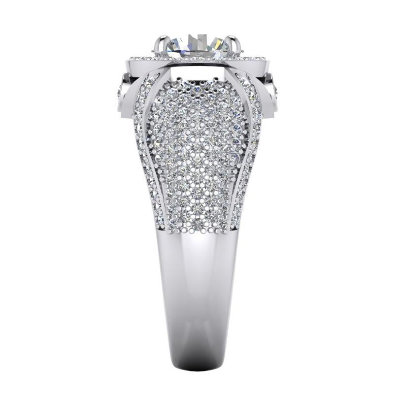 Products Big Round Diamond Men's Ring With Accents 5.50 Carats White Gold 