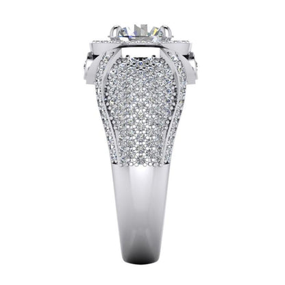 Products Big Round Diamond Men's Ring With Accents 5.50 Carats White Gold 