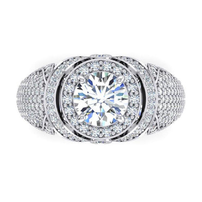 Products Big Round Diamond Men's Ring With Accents 5.50 Carats White Gold 14K