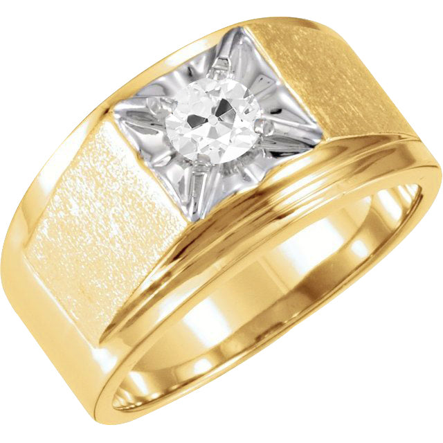 Men’s 1.50 Carats Round Cut Diamond Two Tone Ring