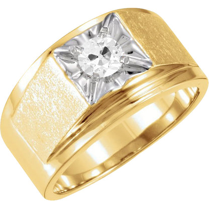Men’s 1.50 Carats Round Cut Diamond Two Tone Ring