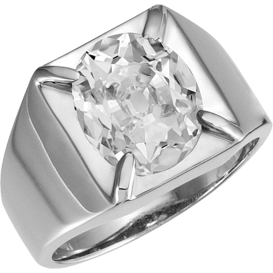 Men's Oval Large Lab Grown Diamond Ring 9 Carats White Gold Jewelry