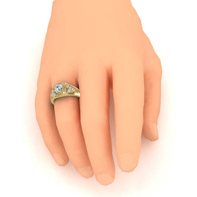 Men's Round Diamond Ring 1.50 Carats Gold 10K