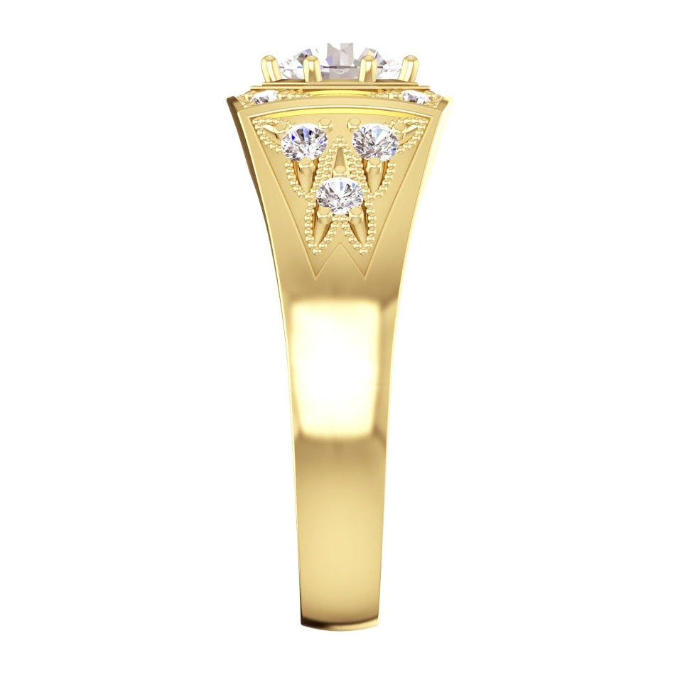 Men's Round Diamond Ring 1.50 Carats Gold 10K