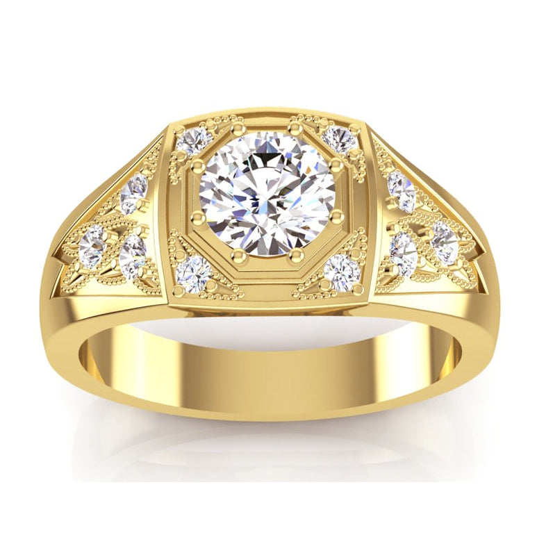 Men's Round Diamond Ring 1.50 Carats Gold 10K
