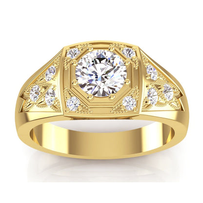 Men's Round Diamond Ring 1.50 Carats Gold 10K