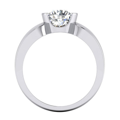 Solitaire Diamond Ring Half Bezel 1.50 Carats Men's White Gold