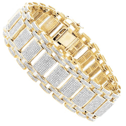 Mens Sparkling 14.50 Carats Diamonds Bracelet Gold Yellow 14K