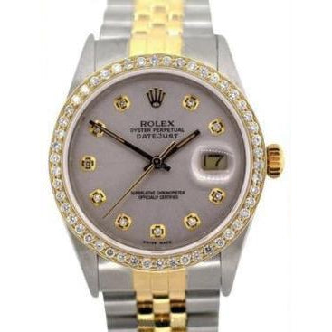 Rolex Datejust Midsize 31 Mm White Mother of Pearl Diamond Dial Diamond Bezel Jubilee Bracelet Watch Ss & Gold