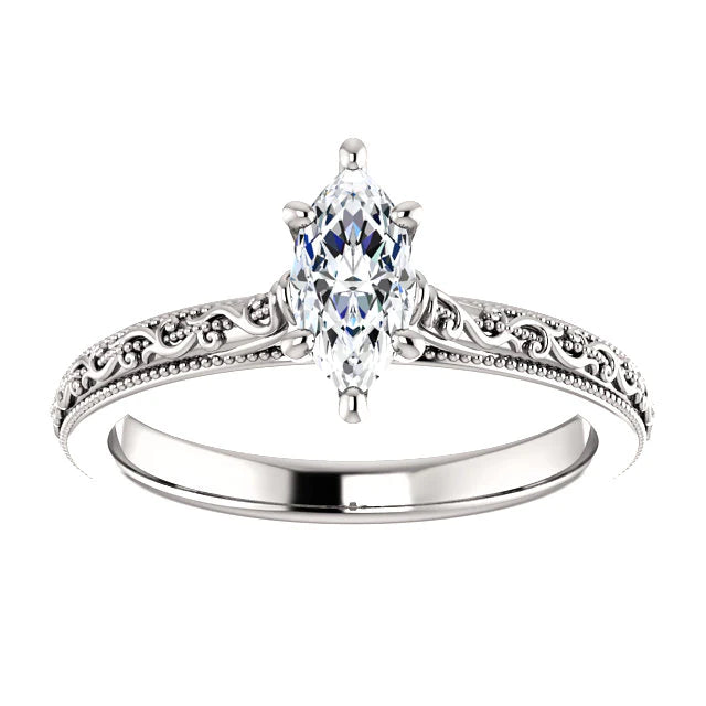 Miligrain Diamond Solitaire Ring Marquise 1.50 Carats