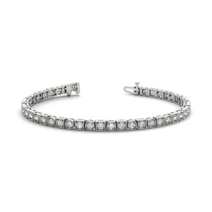 Miligrain Diamond Tennis Bracelet 6.60 Carats White Gold 10K 