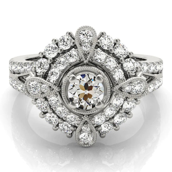 Miligrain Double Halo Ring Old Miner Diamond Star Style 5 Carats