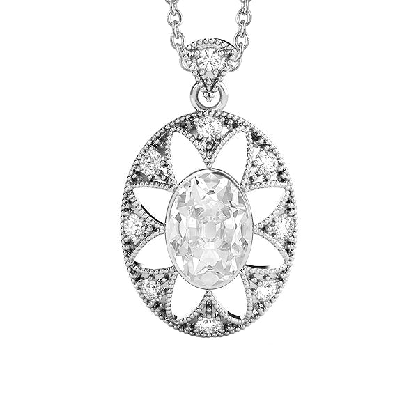 Milligrain Diamond Pendant Jewelry Oval Old Miner Bezel Set 3 Carats