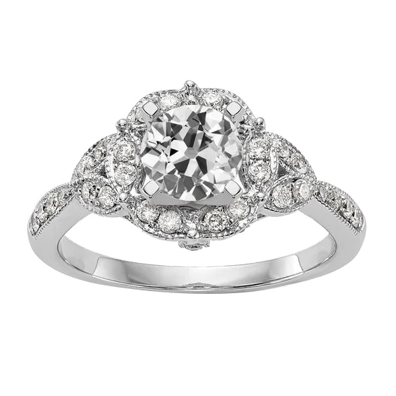 Milligrain Halo Diamond Anniversary Ring Old Cut Ladies 3.50 Carats
