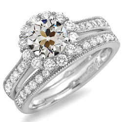 Milligrain Halo Engagement Ring Set Round Old Miner Diamond 4.50 Carats