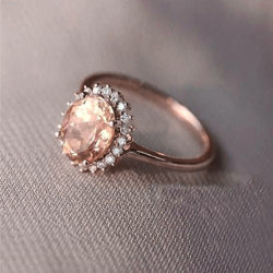 Morganite With Diamonds 11.75 Carats Wedding Ring Rose Gold 14K New
