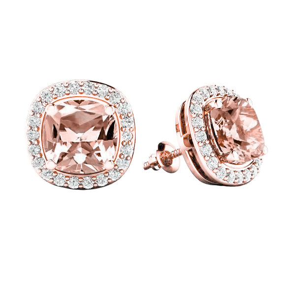 Morganite With Diamonds  s Studs Earrings  Best amazing weeding   Rose Gold