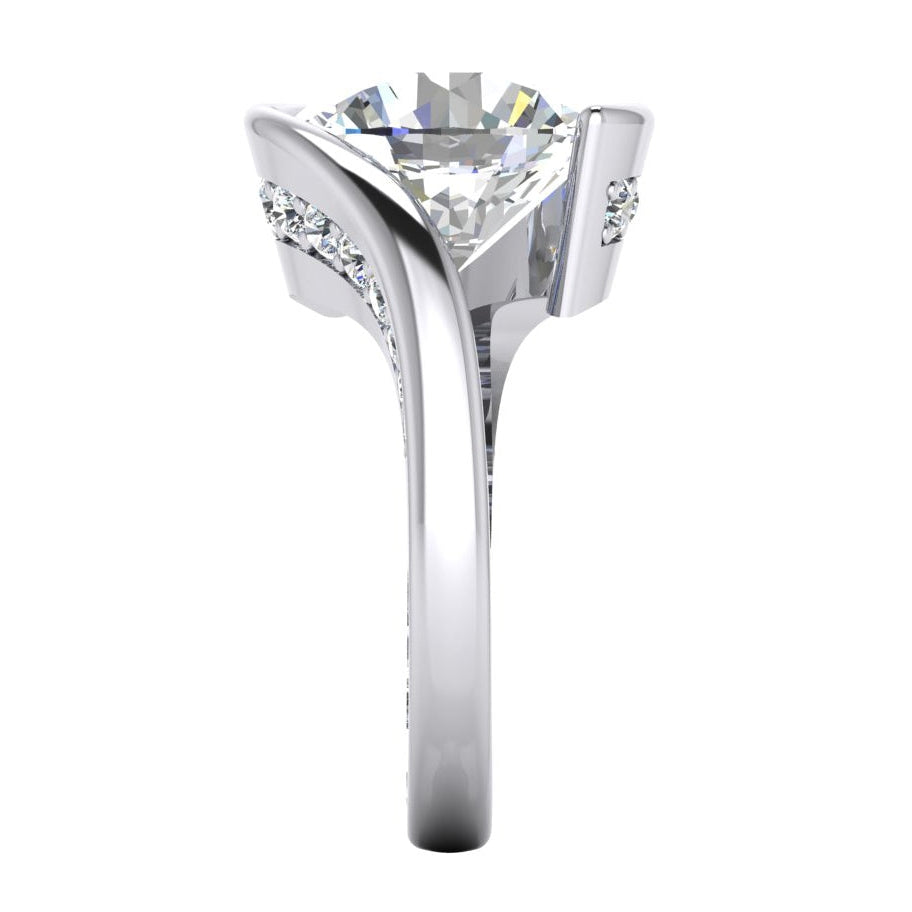 Natural Diamond Engagement Ring Tension Like With Accents