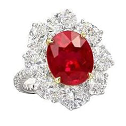 Elegant style Natural Oval Ruby With Diamonds  Wedding Ring Gold