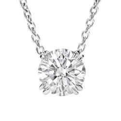 Natural Diamond Pendant Necklace Double Claw Prong Setting 2 Carat WG 14K