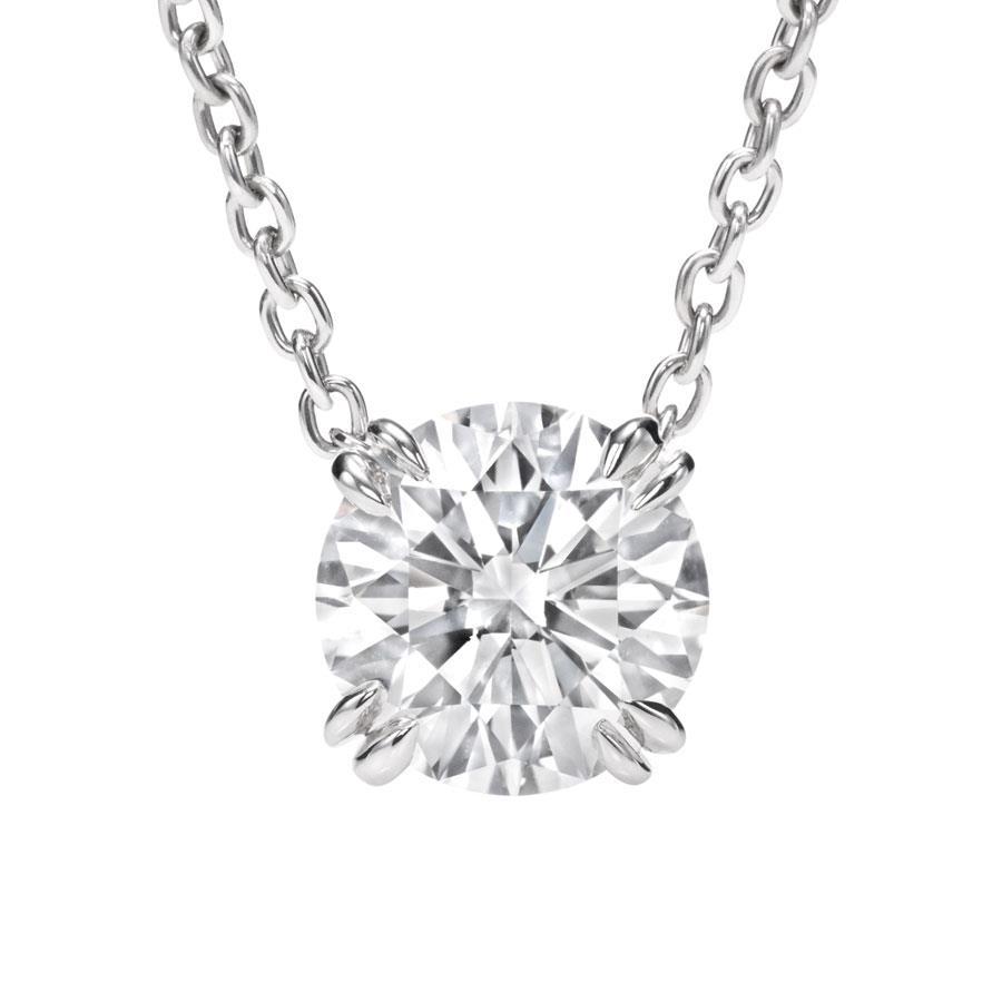 Natural Diamond Pendant Necklace Double Claw Prong Setting 2 Carat WG 14K
