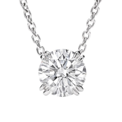 Natural Diamond Pendant Necklace Double Claw Prong Setting 2 Carat WG 14K