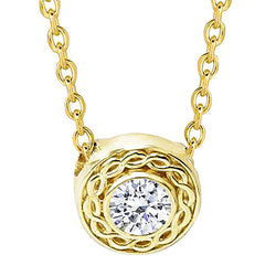 Necklace Pendant With Chain 1.00 Carats Yellow Gold 14K New