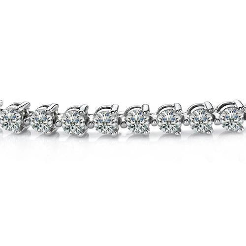 New Lab Grown Diamond Lady Tennis Bracelet 3 Prong Set 7 Carat White Gold