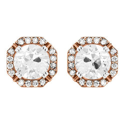Octagon Shaped Earrings Halo Studs 6.25 Ct Old Cut Mined Natural Real Diamond ( Not Lab Grown )