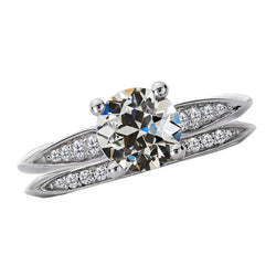 Old Cut Diamond Engagement Ring Set Ladies Jewelry 4 Carats