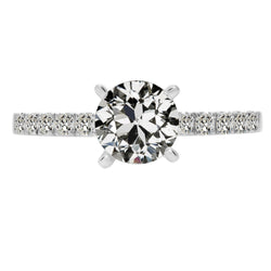 Old Cut Mined Natural Real Diamond ( Not Lab Grown ) Engagement Ring With Accents 3.50 Carats
