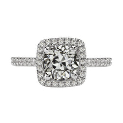 Old Cut Natural Earth Mined Diamond Halo Wedding Ring 14K Gold Jewelry 4.50 Carats