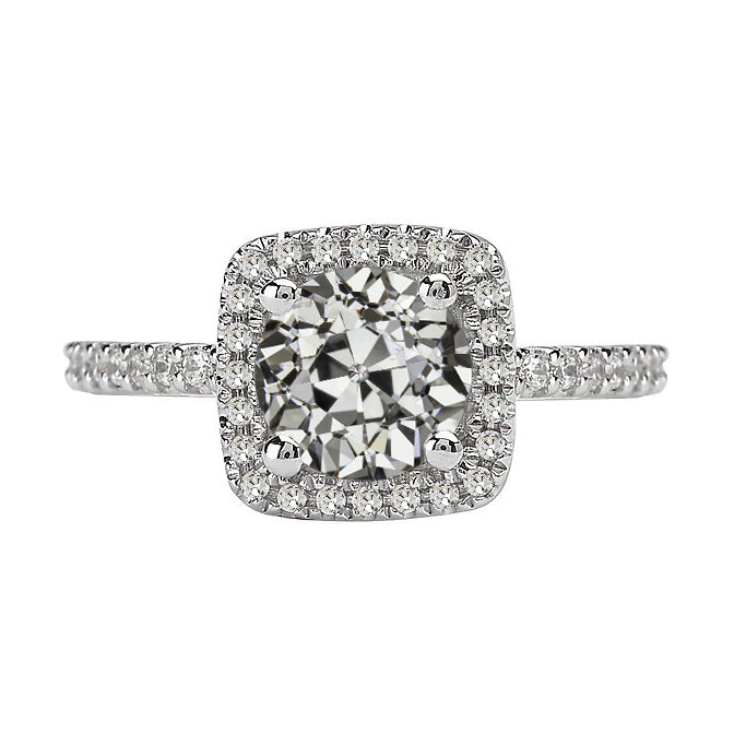Old Cut Diamond Halo Wedding Ring