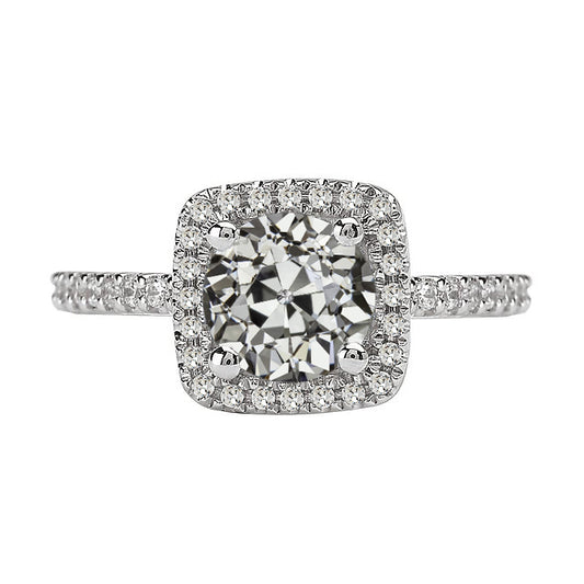 Old Cut Diamond Halo Wedding Ring