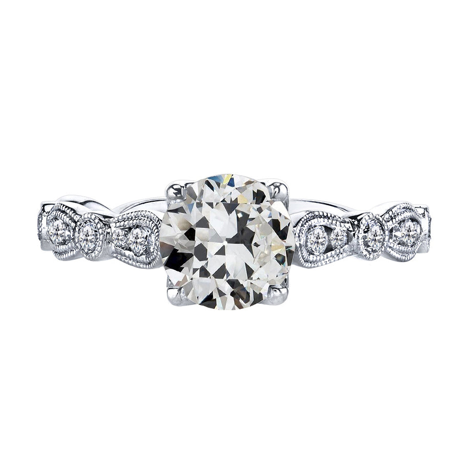 2.50 Carats Old Cut Diamond Milgrain Engagement Ring White Gold
