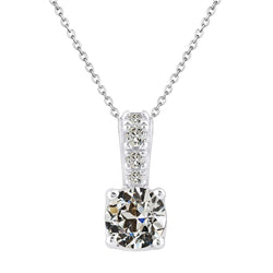 Old Cut Diamond Pendant 2.50 Carats Gold Necklace With Bail