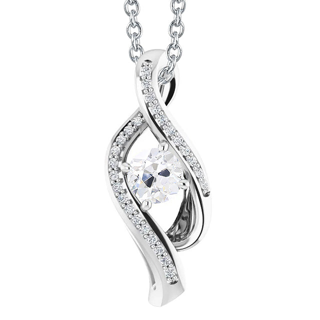 Old Cut Diamond Pendant Twisted Style