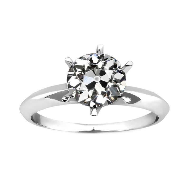 natural round diamond 2ct ring front view