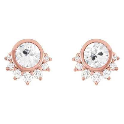 Old Cut Diamond Studs 5.50 Carats Star Style Gold