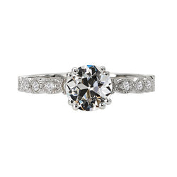 Genuine   Old Cut Diamond Wedding Ring Double Prong Set 3 Carats Milgrain