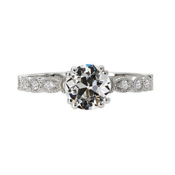 Old Cut Natural Earth Mined Diamond Wedding Ring Double Prong Set 3 Carats Milgrain
